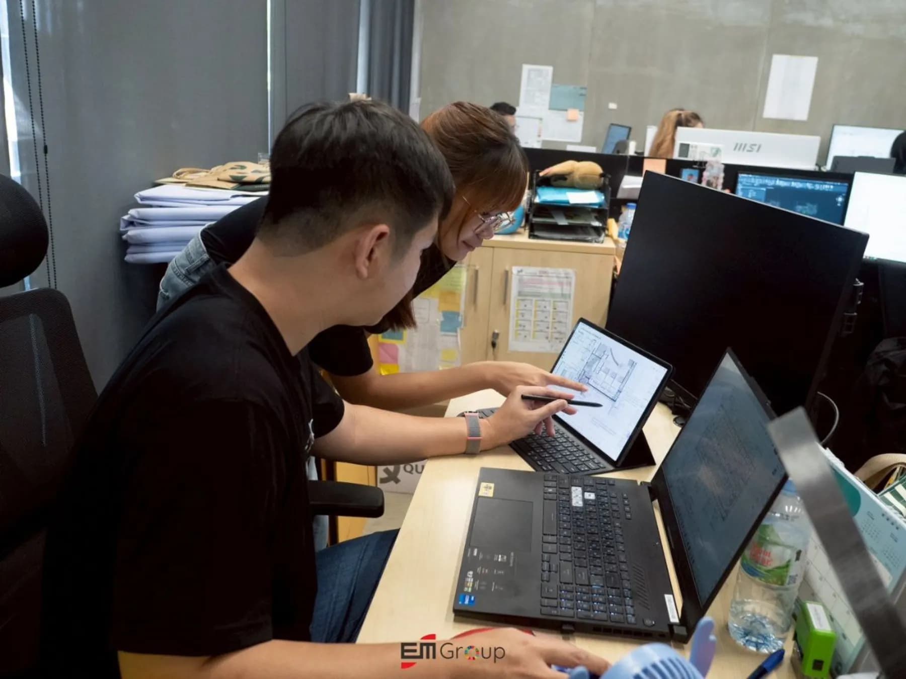 Design team in focused work session